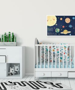 Plakat do pokoju dziecka z planetami i napisem: pokój Mateusza