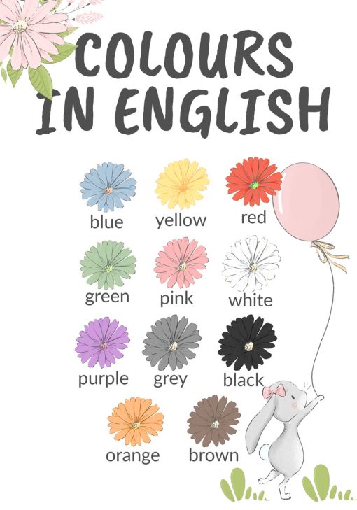 Plakat z kolorami po angielsku