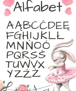 Plakat z króliczkiem i literami