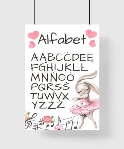 Plakat z literami i królikiem