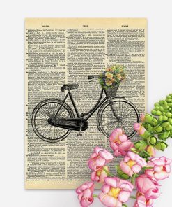 Plakat z rowerem i książkową stroną