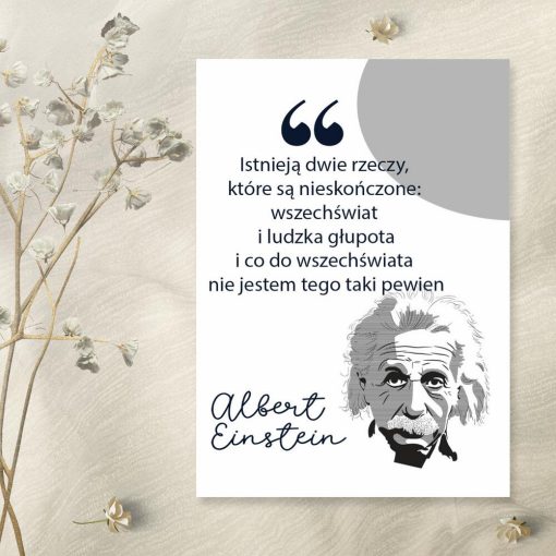Plakat z Einsteinem o wszechświecie