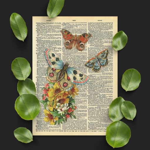 Plakat z kwiatuszkami i motylkami