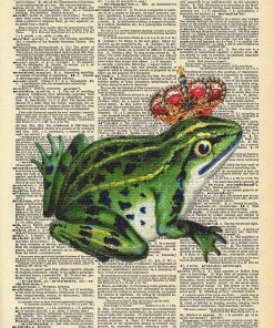 Plakat z żabką w koronie