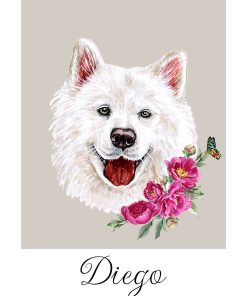 Plakat z białym kudłatym psem