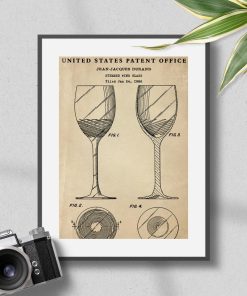 Plakat z patentem na kieliszek do wina